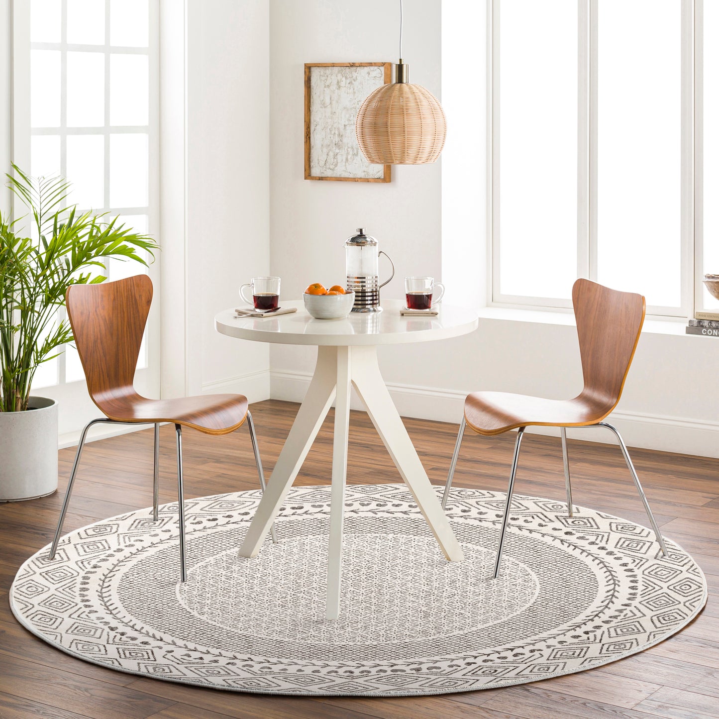 JULIAN Scandi Modern Boho Charcoal Light Beige Area Rug