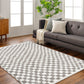 EMMITT Shaggy Checkered Rug I Living Room, Bedroom I Modern Boho Area Rug, Soft Rug, Plush Pile, Thick Rug, Easy Care I Ivory, Grey