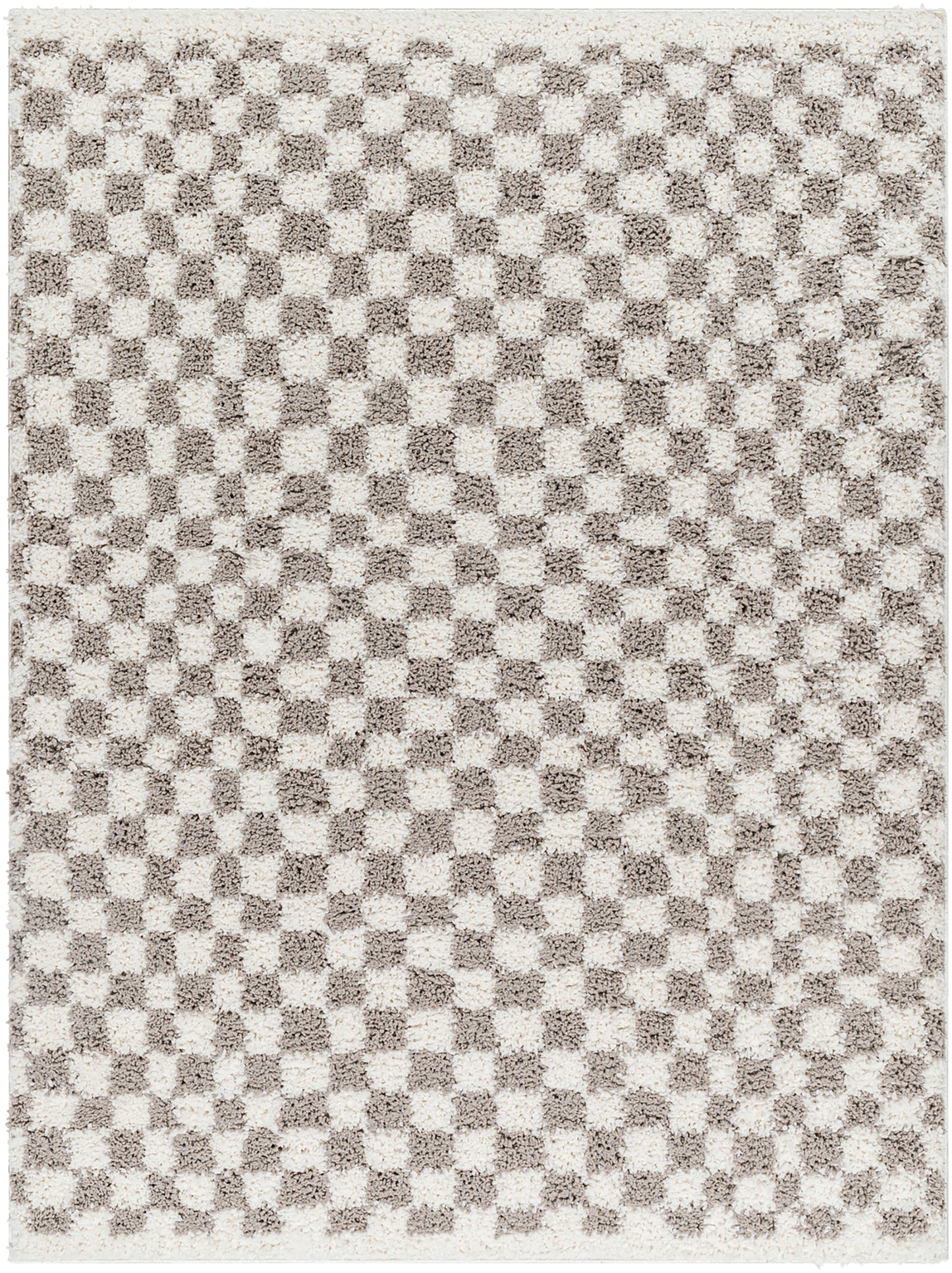 EMMITT Shaggy Checkered Rug I Living Room, Bedroom I Modern Boho Area Rug, Soft Rug, Plush Pile, Thick Rug, Easy Care I Ivory, Grey