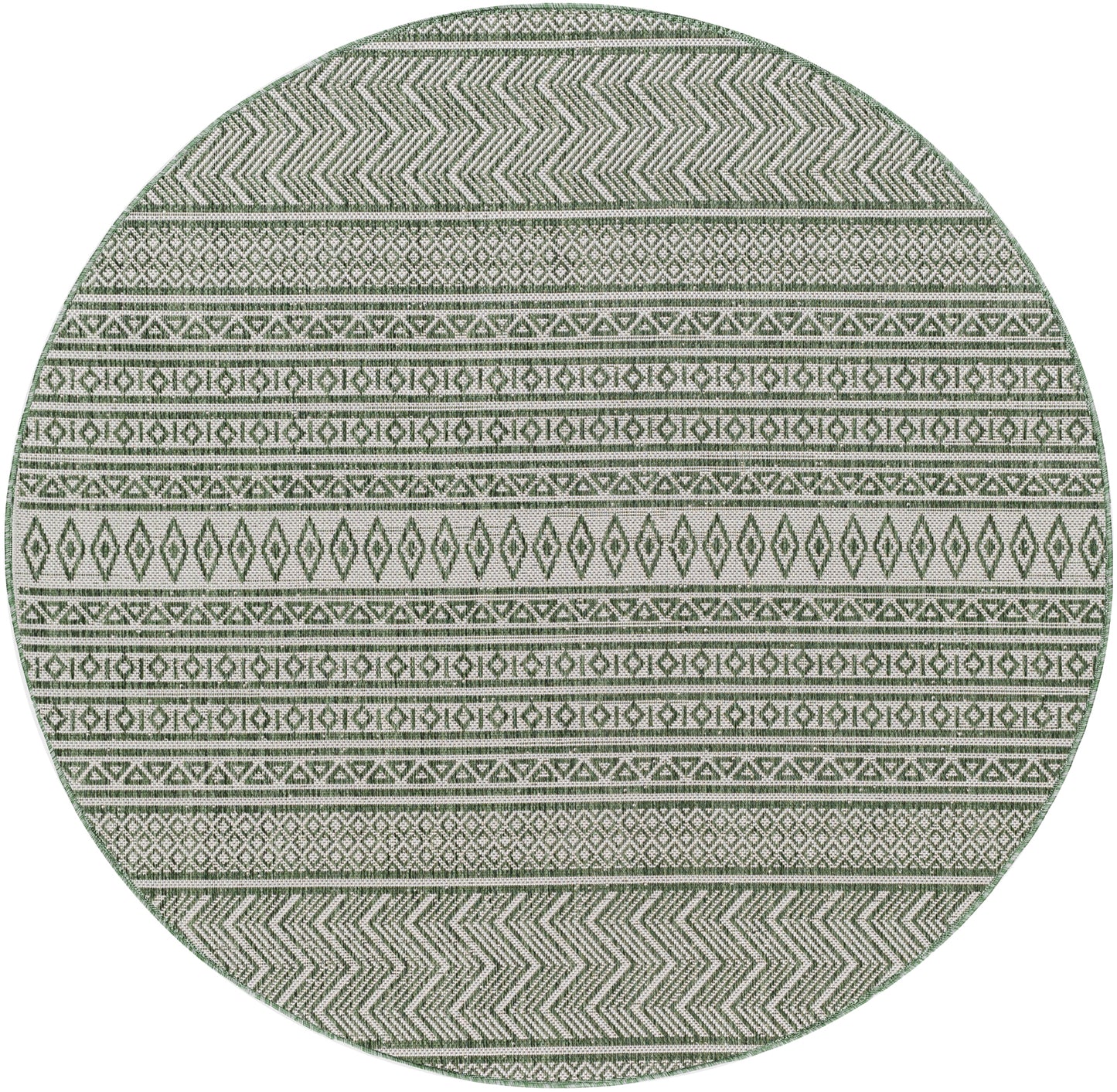 ANTIBES In- & Outdoor Rug I Balcony, Terrace, Kitchen, Garden, Patio I Modern Boho Rug, UV Weather Stain Resistant I Green, Ivory