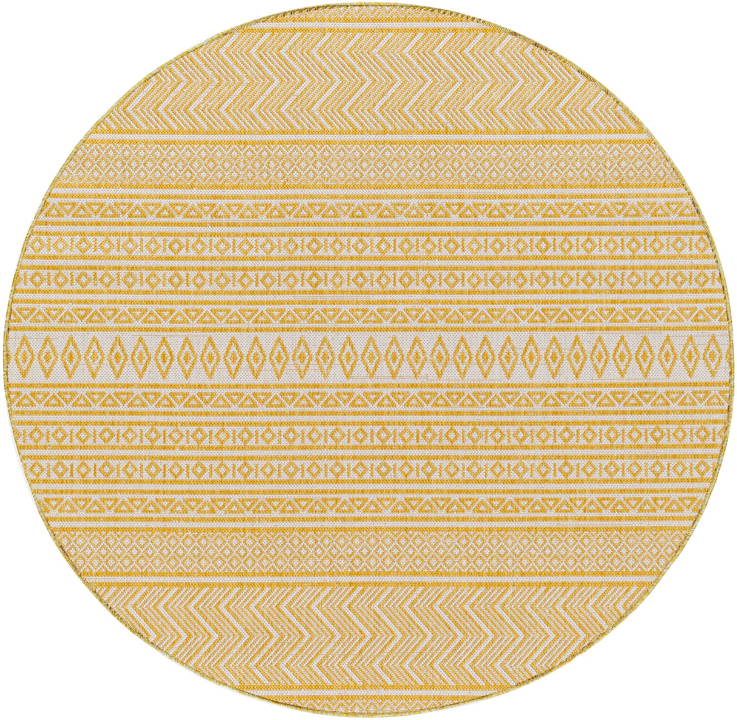 ANTIBES In- & Outdoor Rug I Balcony, Terrace, Kitchen, Garden, Patio I Modern Boho Rug, UV Weather Stain Resistant I Yellow, Ivory