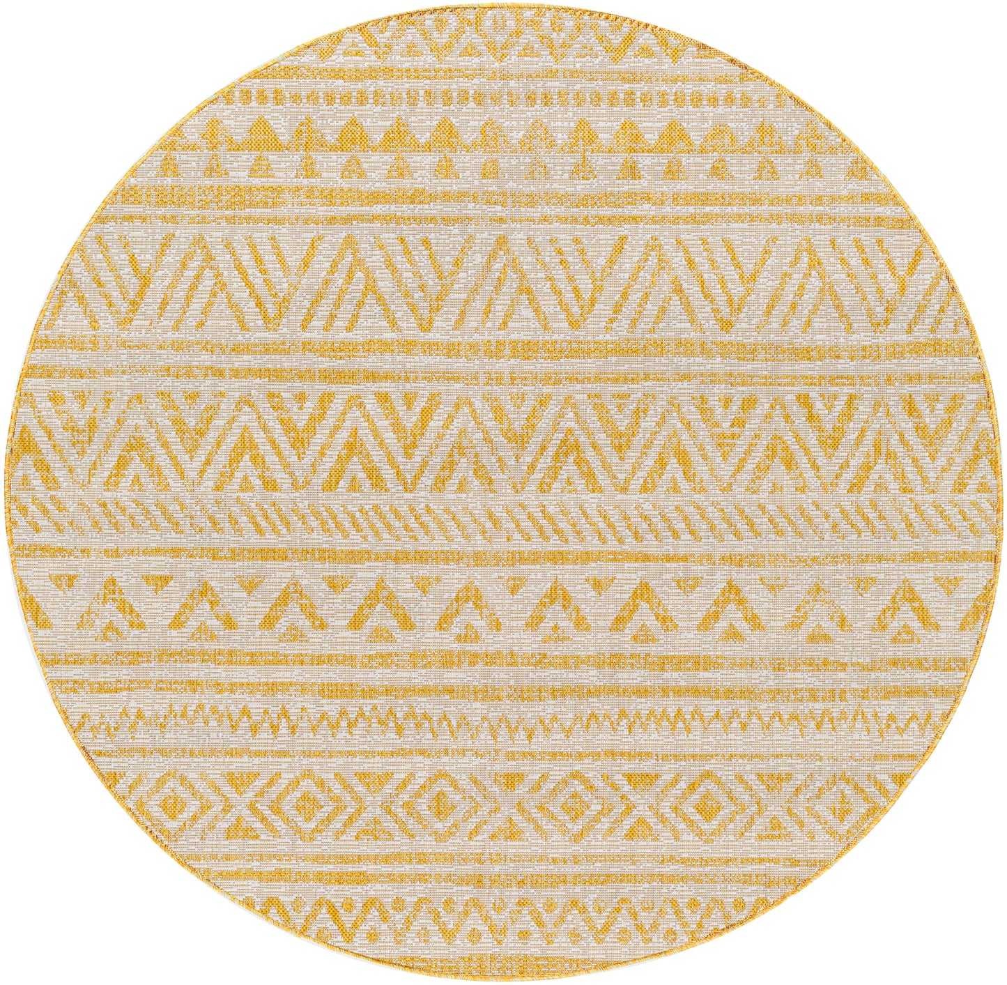 GOFF In- & Outdoor Rug I Balcony, Terrace, Kitchen, Garden, Veranda, Patio I Modern Boho Rug, UV Weather Stain Resistant I Yellow, Ivory