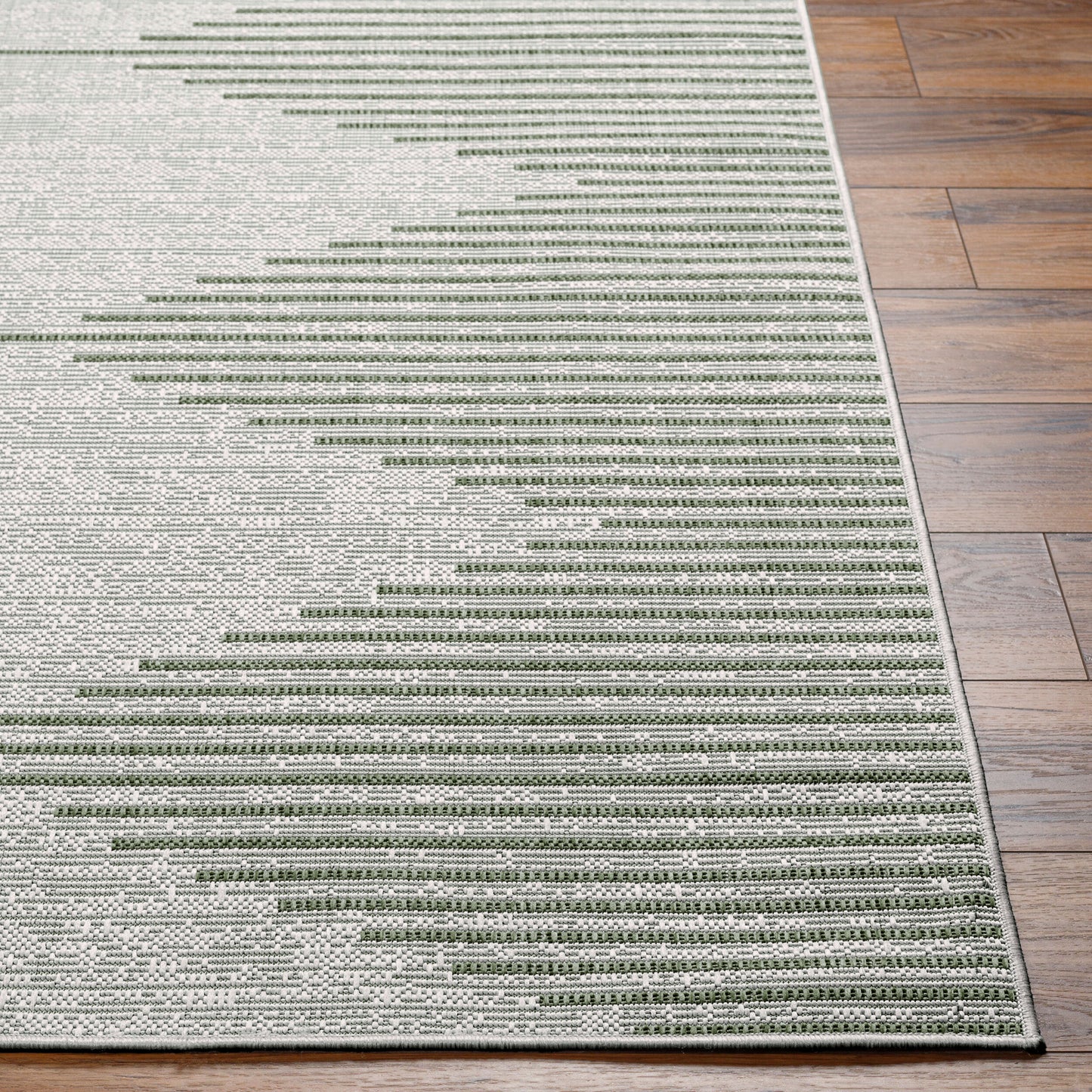 OKSWERD In- & Outdoor Rug I Balcony, Terrace, Kitchen, Garden, Patio I Modern Boho Rug, UV Weather Stain Resistant I Green, Ivory