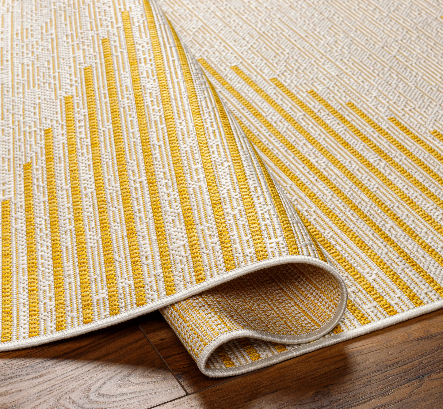 OKSWERD In- & Outdoor Rug I Balcony, Terrace, Kitchen, Garden, Patio I Modern Boho Rug, UV Weather Stain Resistant I Yellow, Ivory