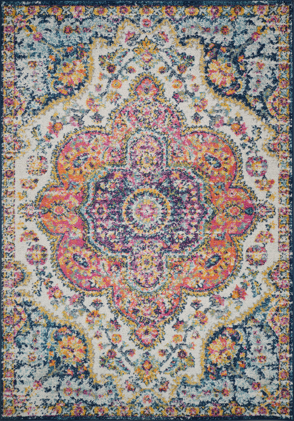 LOLA Vintage Traditional Oriental Boho Pink Saffron Area Rug