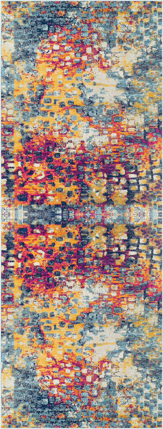 DELBUREN Abstract Modern Marble Saffron Runner Rug