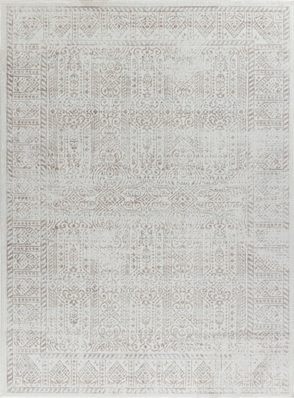 MAKITA Vintage Rug I Living Room, Bedroom I Traditional Oriental Boho Rug, Soft Area Rug, Short Pile, Easy Care I Tan, Ivory, Grey