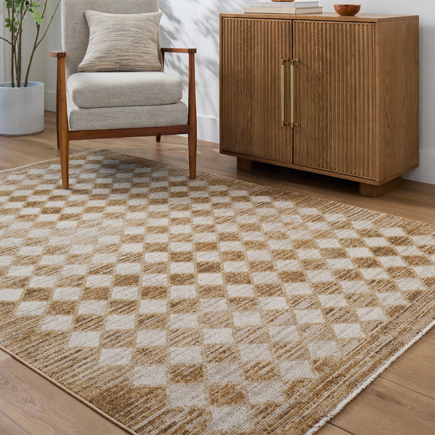 LUCERE Galey Alix x Surya Modern Scandi Boho Mustard Cream Area Rug