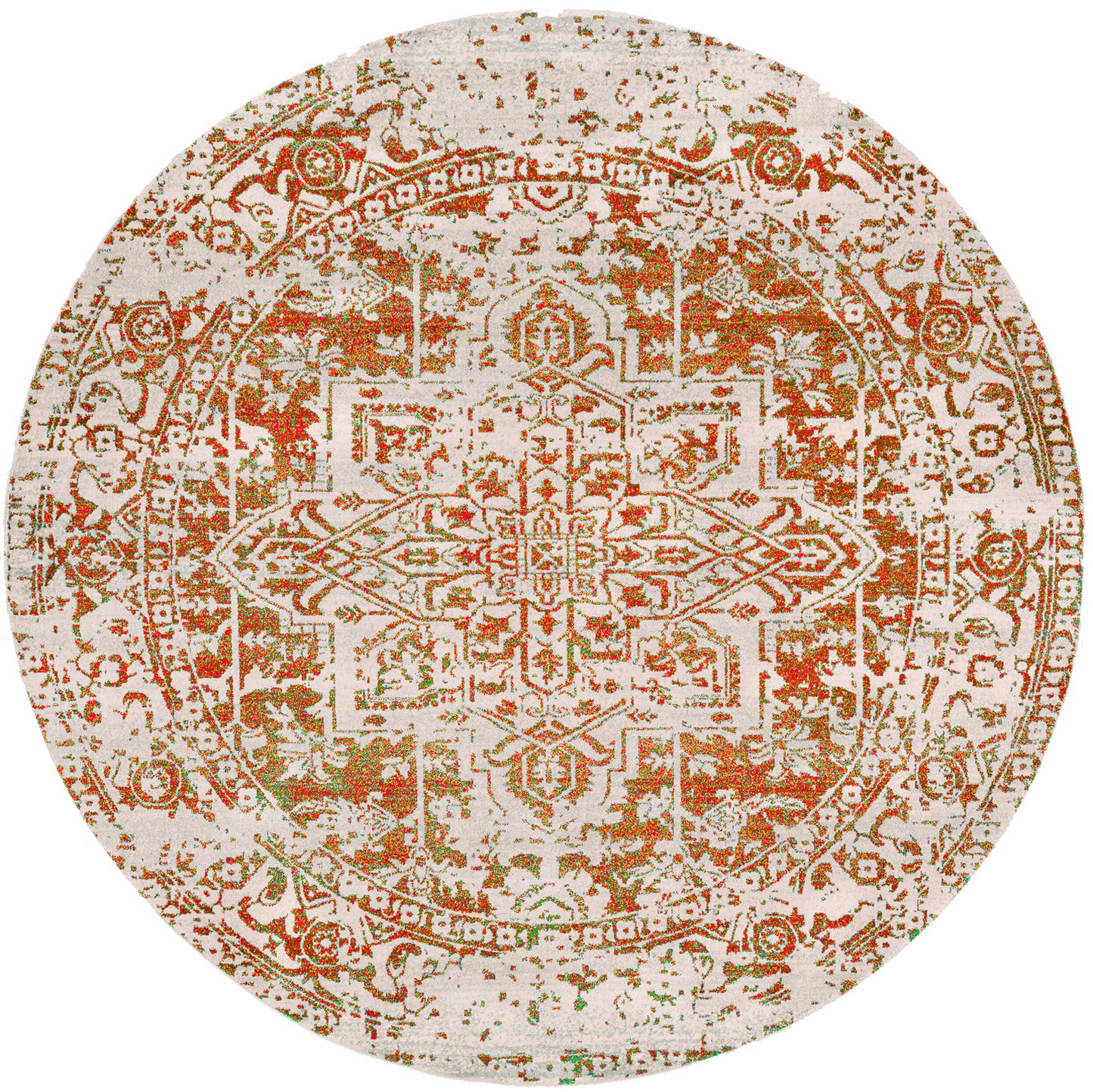 AMELIA Vintage Traditional Oriental Boho Orange White Area Rug