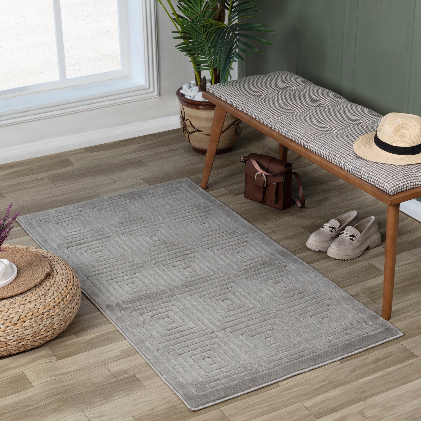 VEDA In- & Outdoor Scandi Modern Boho Grey Area Rug