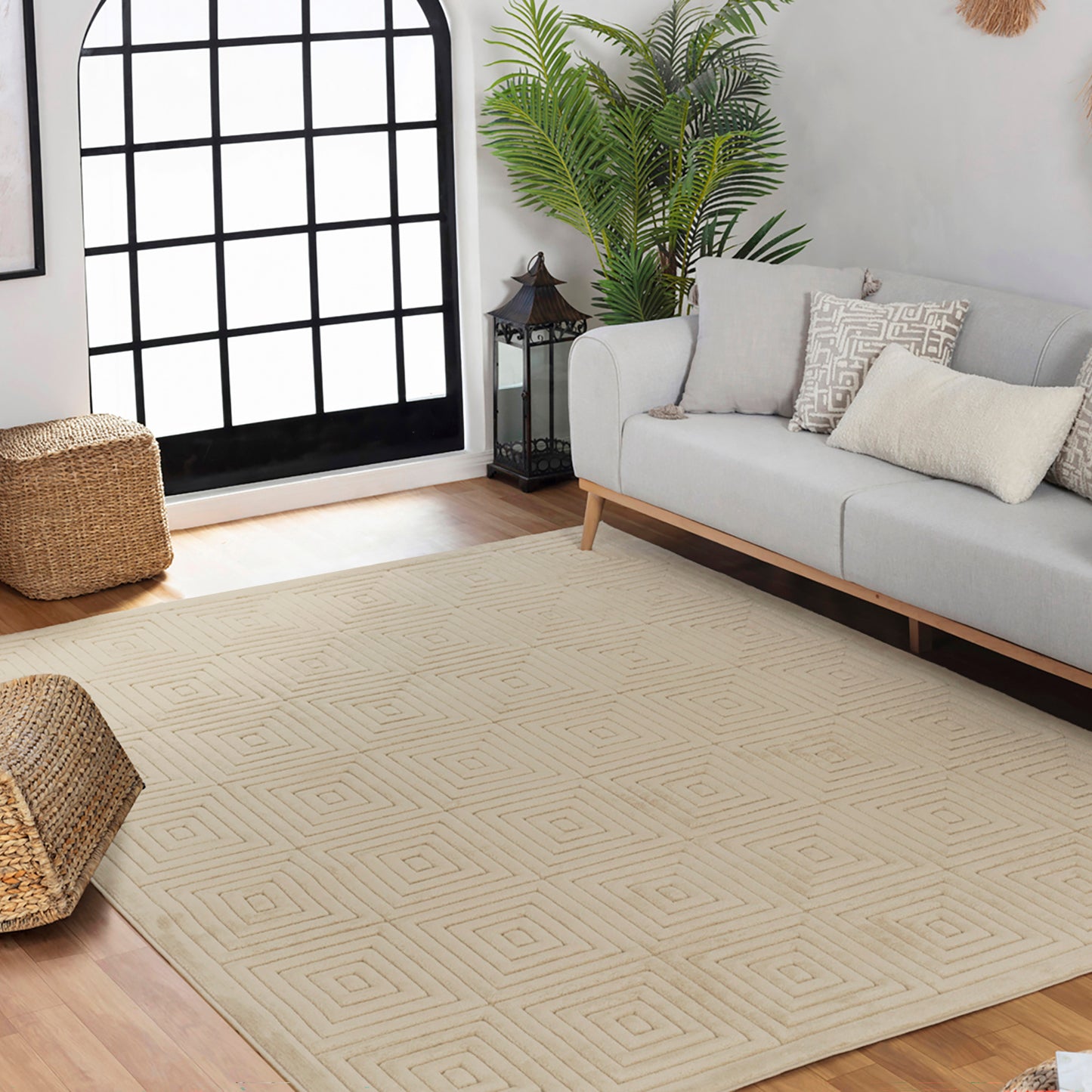 VEDA In- & Outdoor Scandi Modern Boho Beige Area Rug