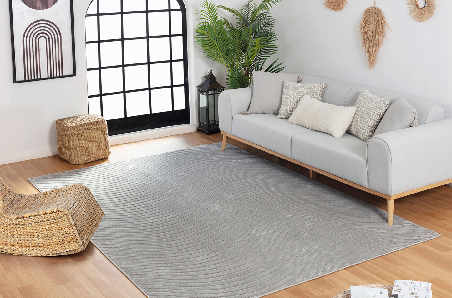 FEDRICK In- & Outdoor Scandi Modern Boho Grey Area Rug