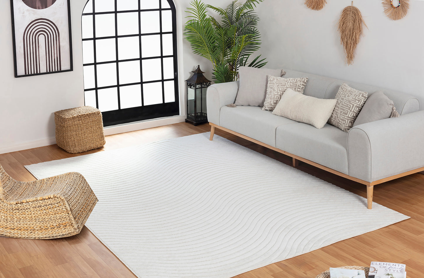 FEDRICK In- & Outdoor Scandi Modern Boho White Area Rug