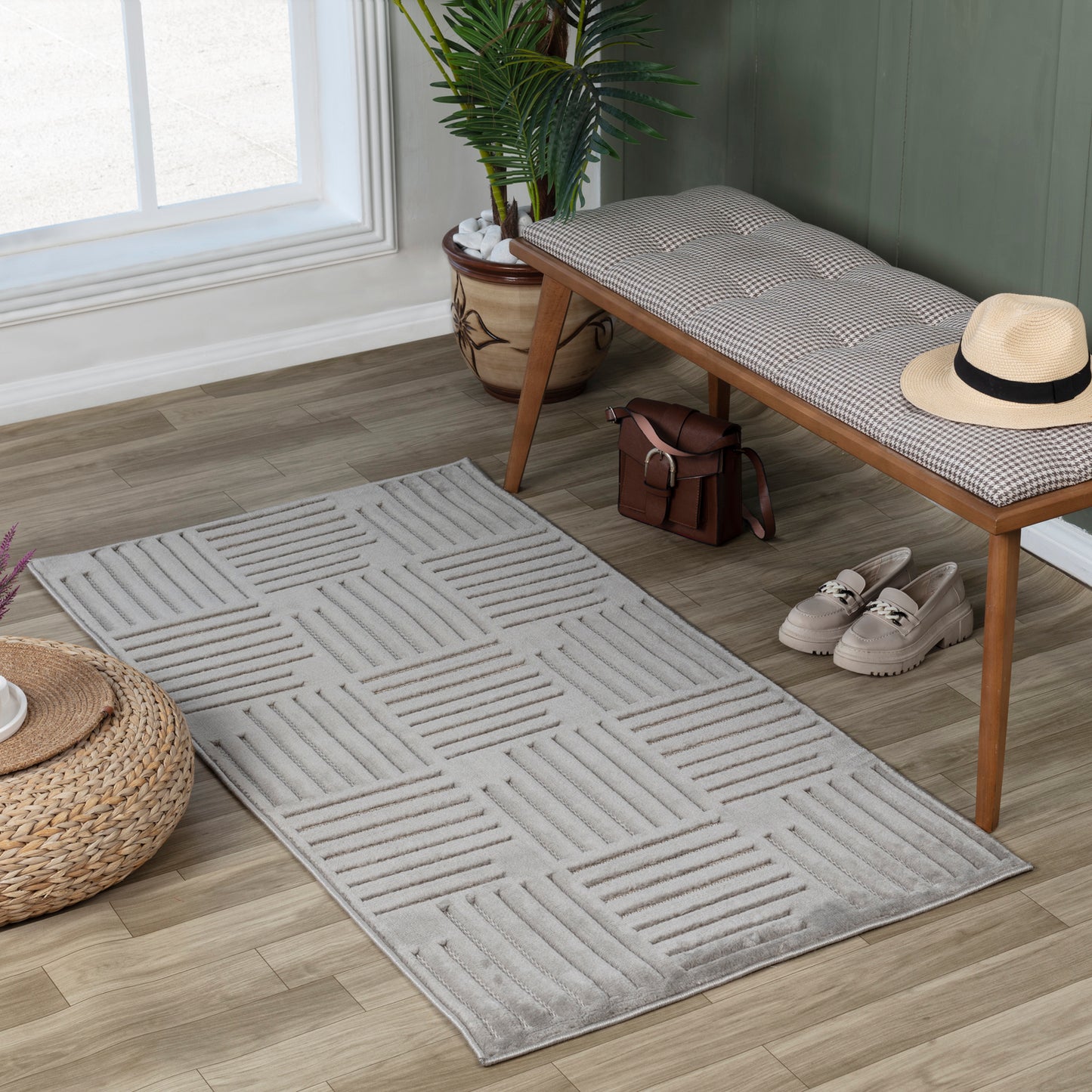 SHIAN In- & Outdoor Scandi Modern Boho Grey Area Rug