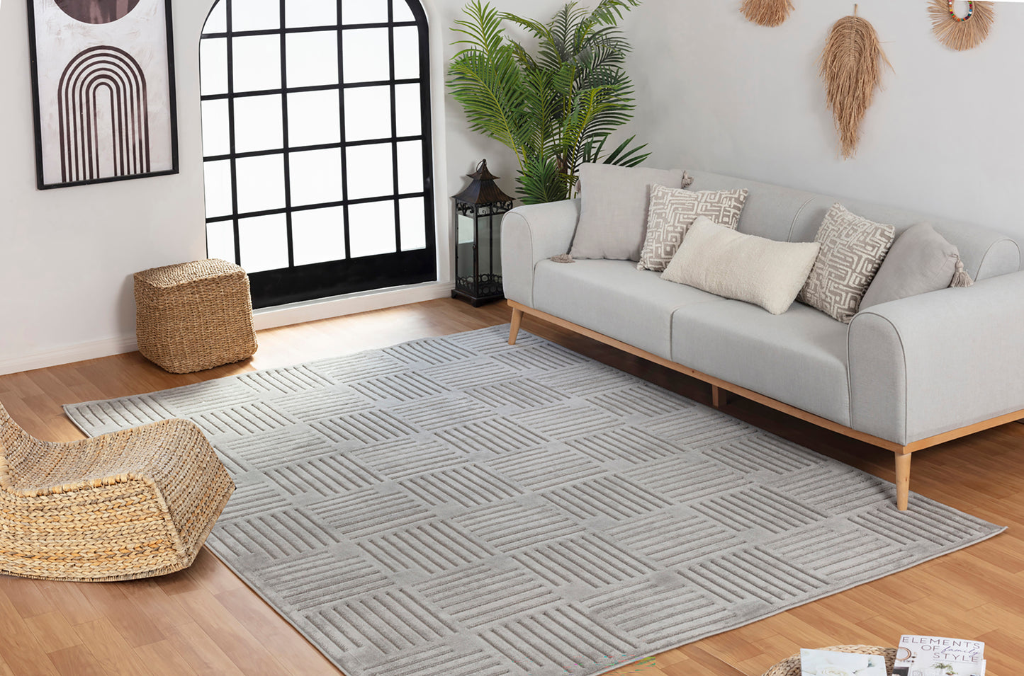 SHIAN In- & Outdoor Scandi Modern Boho Grey Area Rug