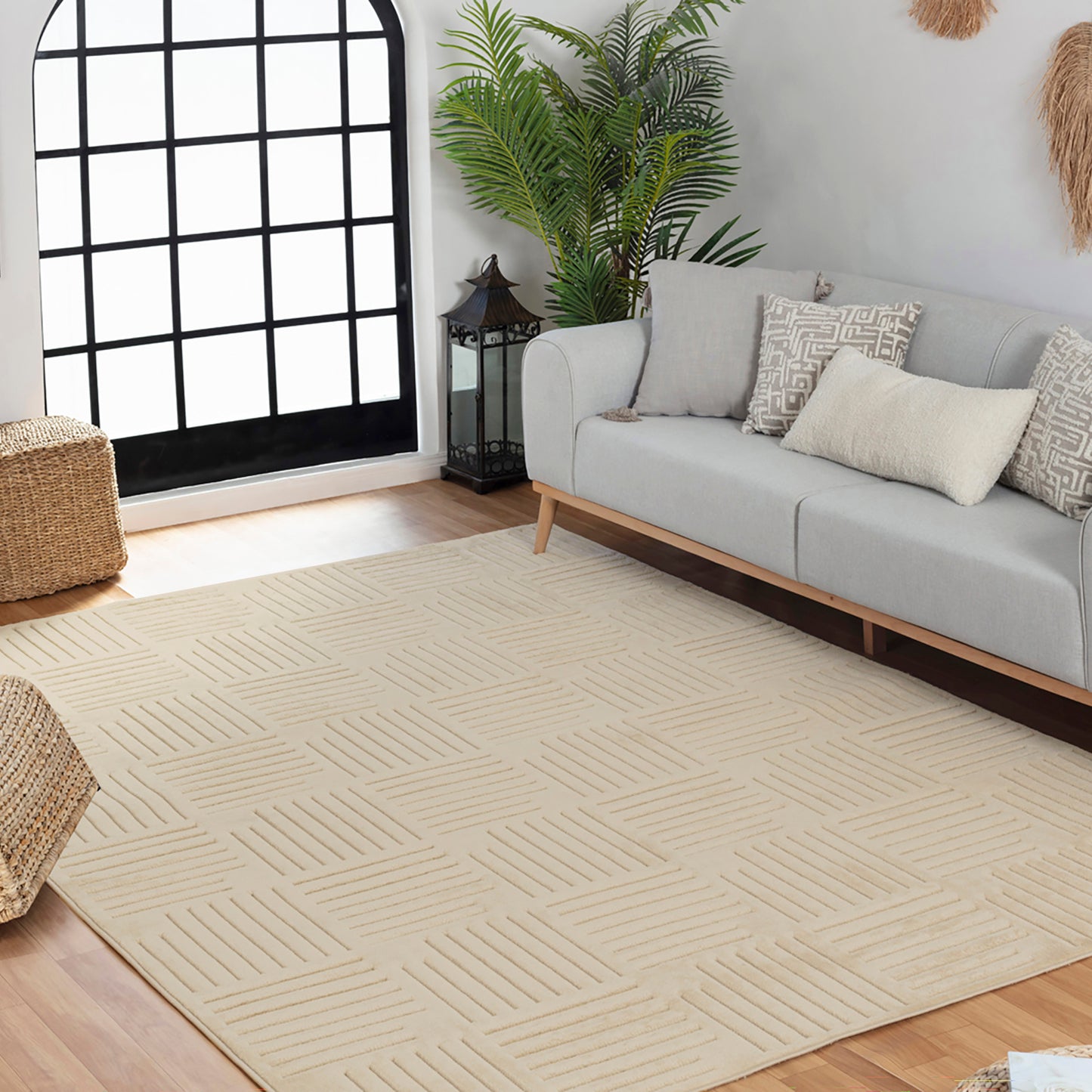 SHIAN In- & Outdoor Scandi Modern Boho Beige Area Rug