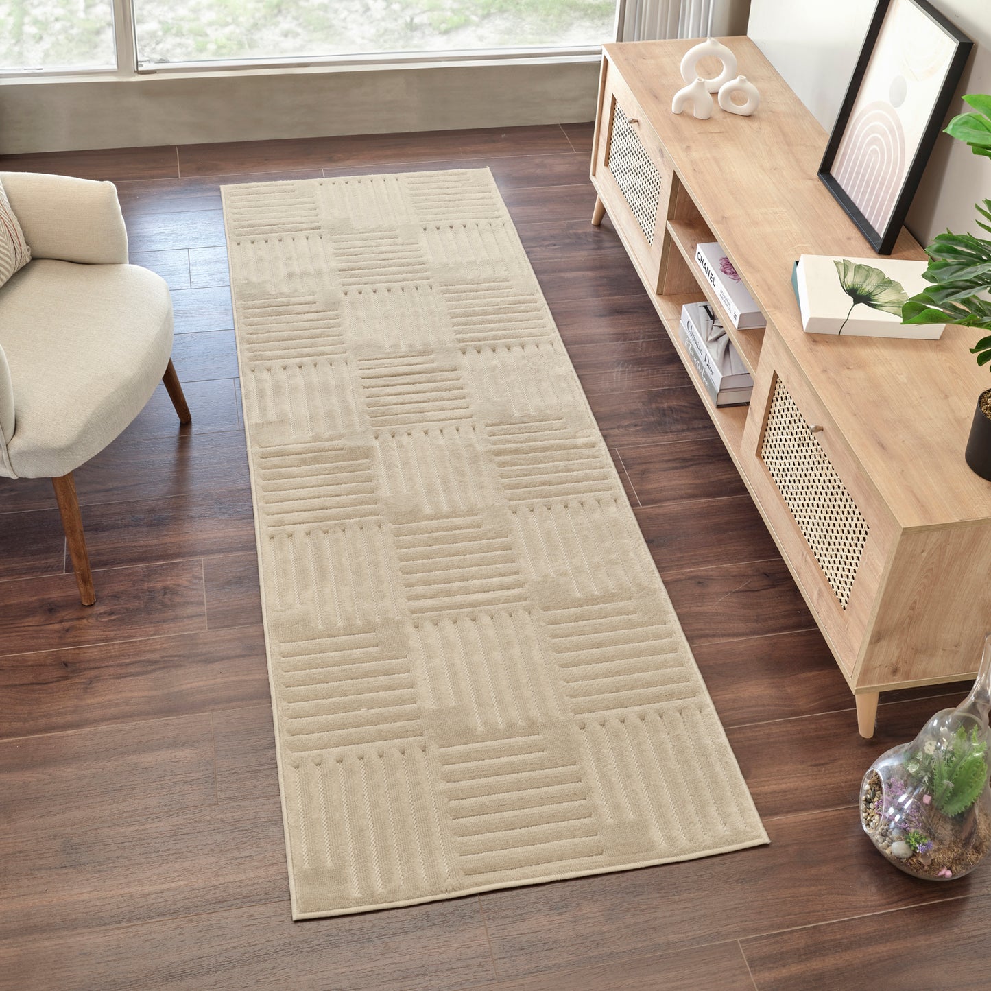 SHIAN In- & Outdoor Scandi Modern Boho Beige Area Rug