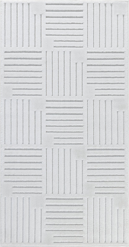 SHIAN In- & Outdoor Scandi Modern Boho White Area Rug