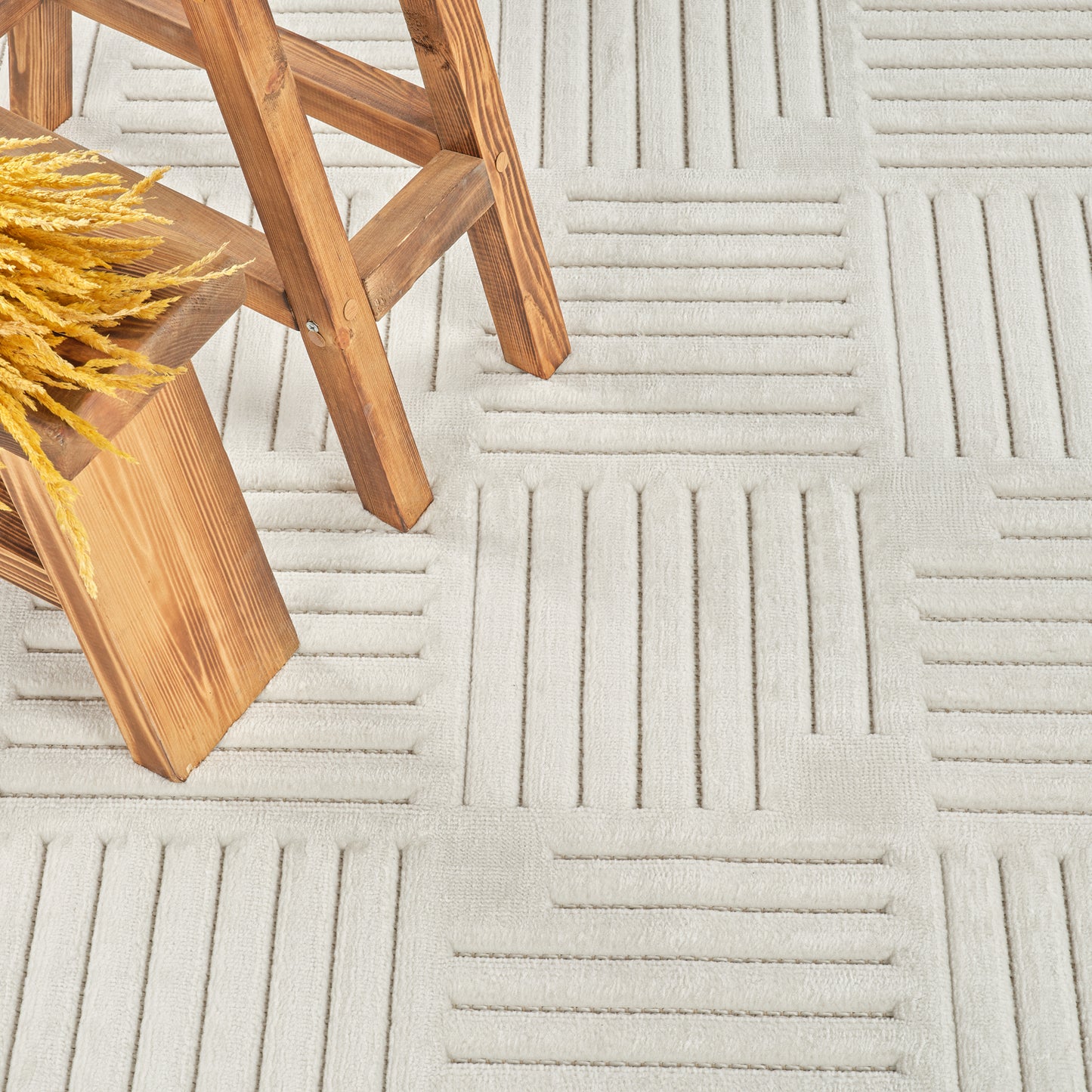 SHIAN In- & Outdoor Scandi Modern Boho White Area Rug