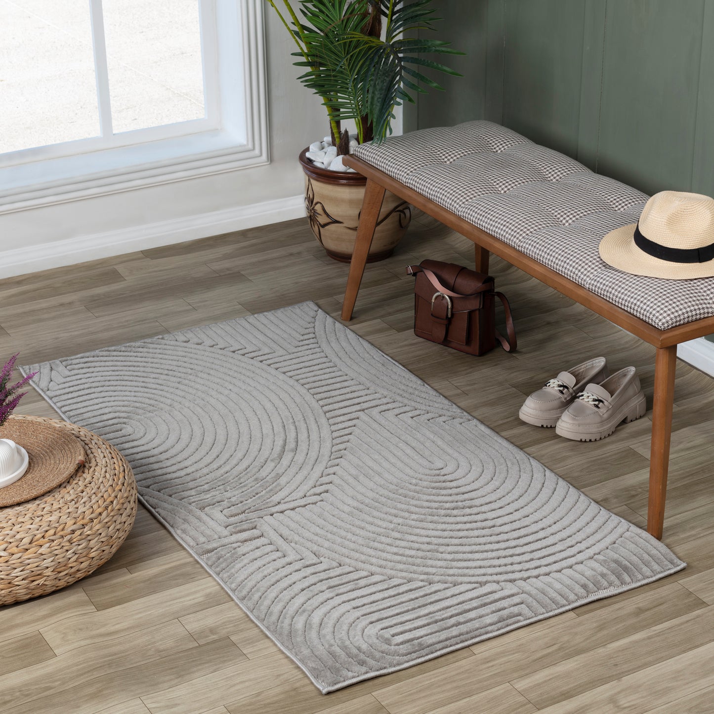 TIYA In- & Outdoor Scandi Modern Boho Grey Area Rug