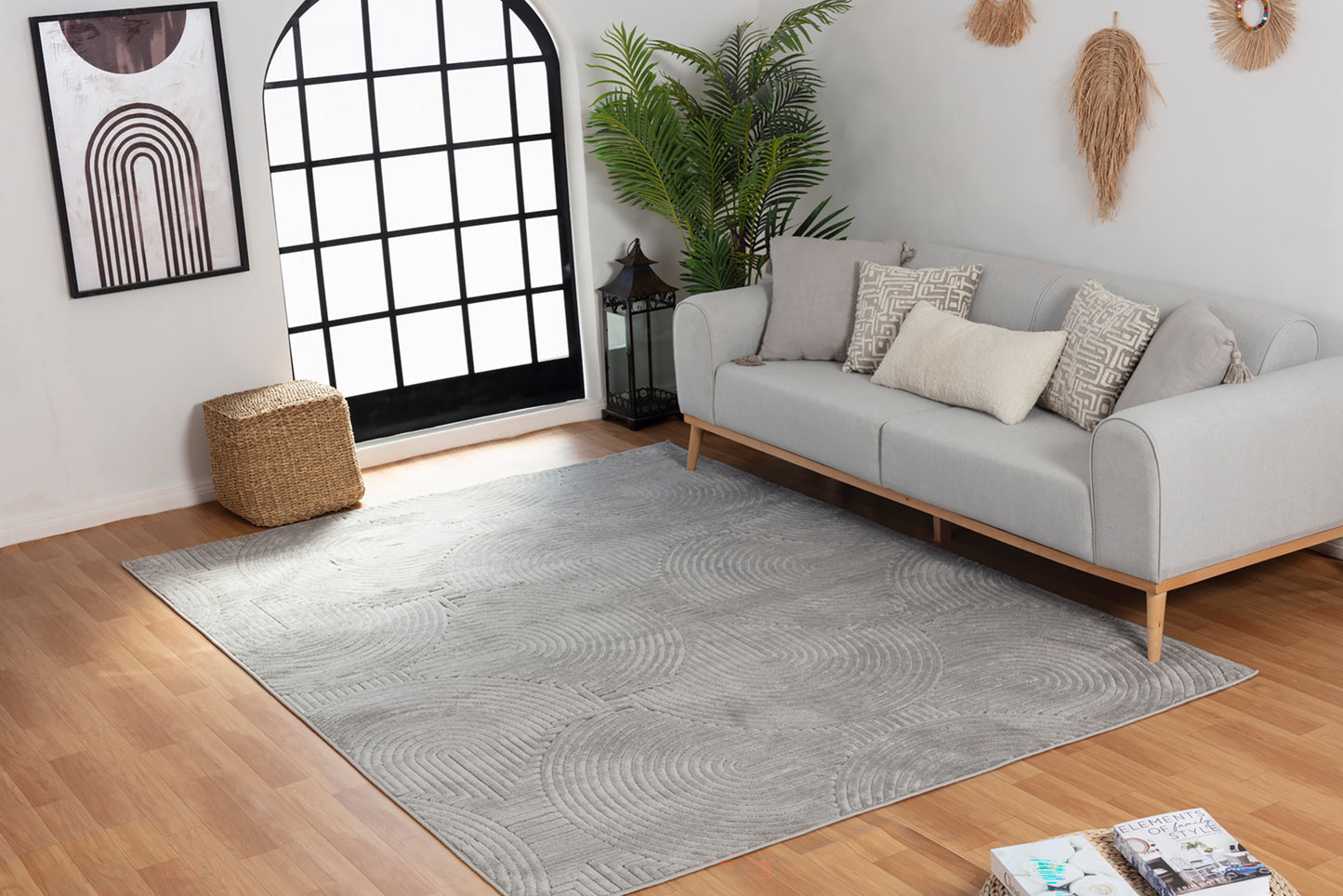 TIYA In- & Outdoor Scandi Modern Boho Grey Area Rug