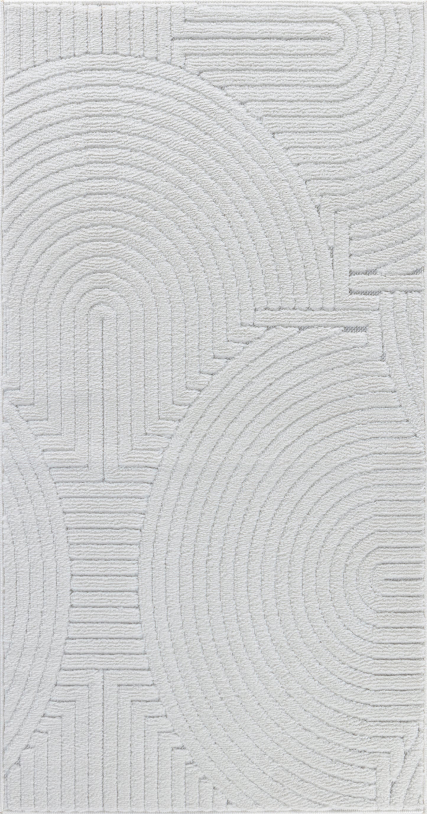 TIYA In- & Outdoor Scandi Modern Boho White Area Rug