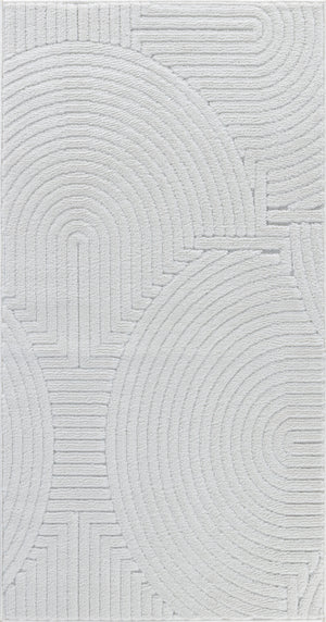 TIYA In- & Outdoor Scandi Modern Boho White Area Rug