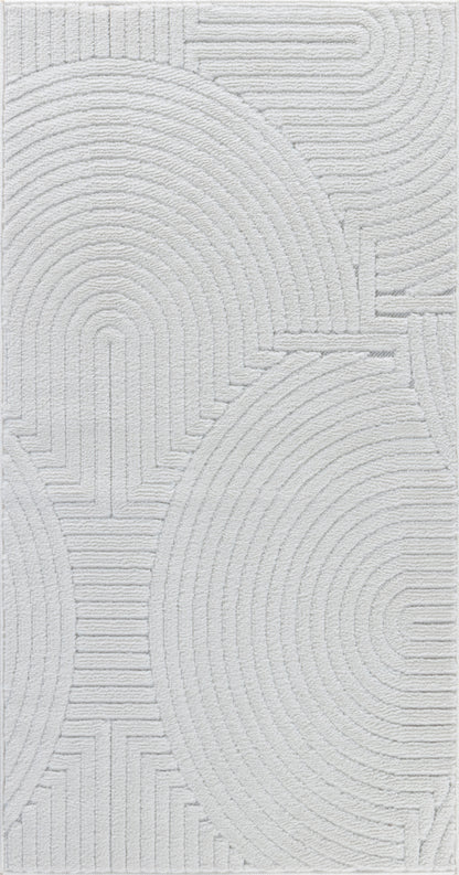 TIYA In- & Outdoor Scandi Modern Boho White Area Rug