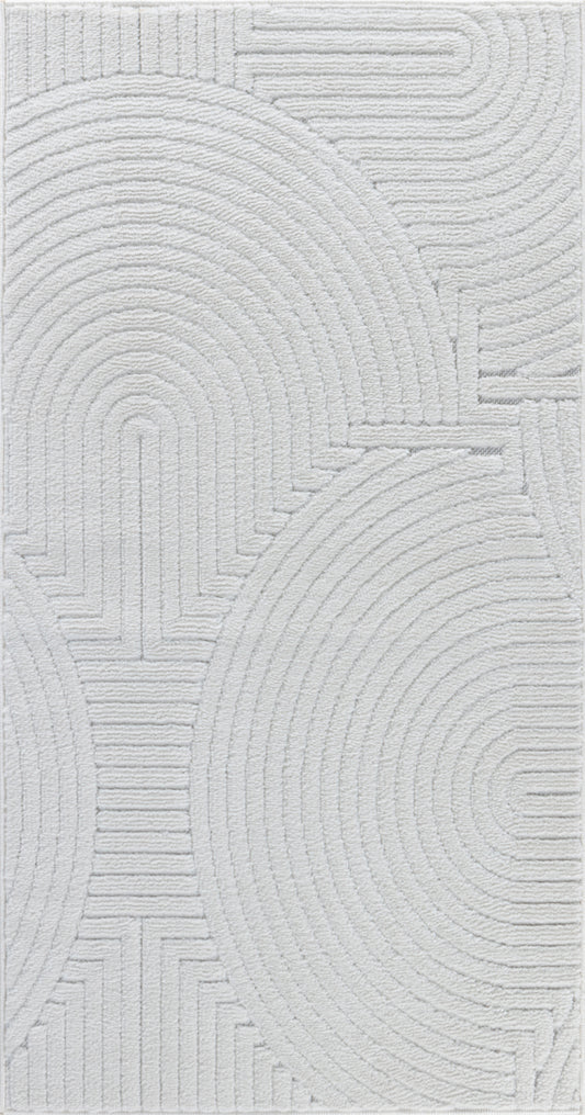 TIYA In- & Outdoor Scandi Modern Boho White Area Rug