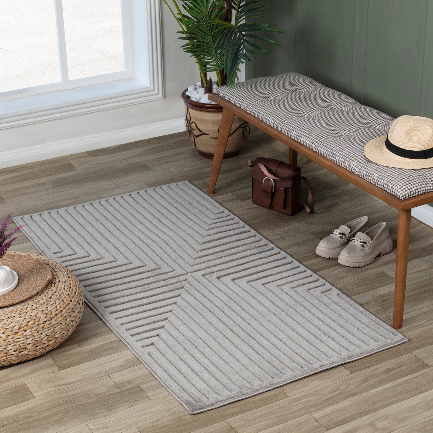 VALRIE In- & Outdoor Scandi Modern Boho Grey Area Rug