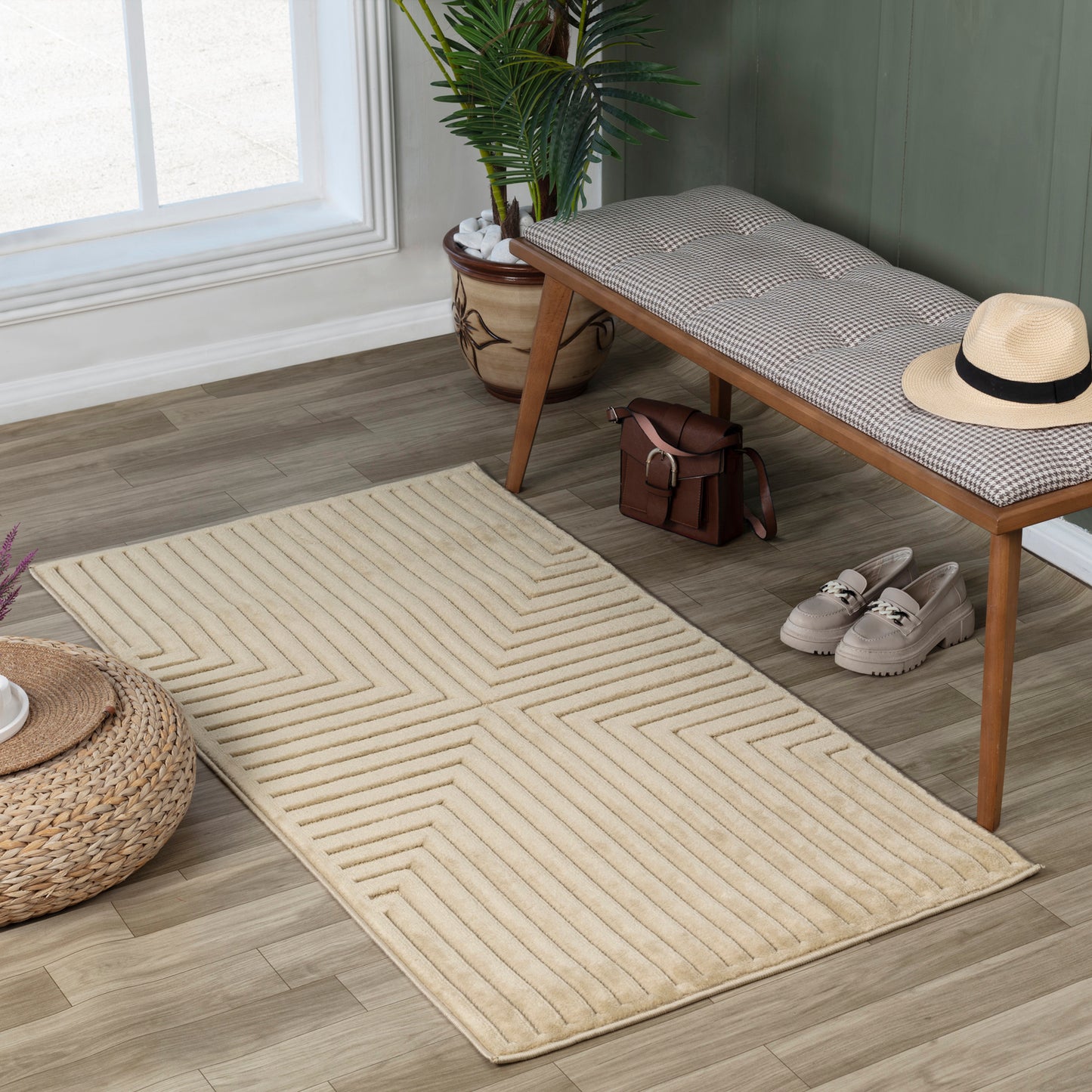 VALRIE In- & Outdoor Scandi Modern Boho Beige Area Rug