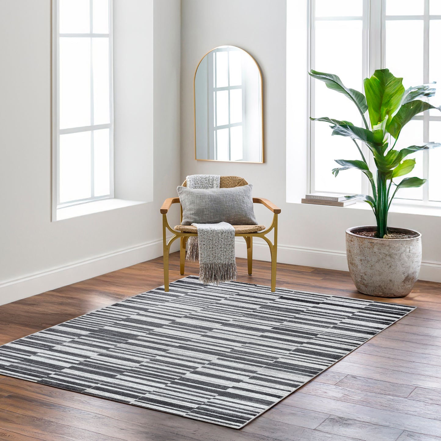 ANN Scandi Rug I Living Room, Bedroom, Dining I Modern Boho Area Rug, Soft Luxurious Area Rug, Short Pile, Easy Care I Brown, Ivory