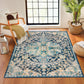 GIMEL Vintage Rug I Living Room, Bedroom, Dining Room I Traditional Oriental Boho Rug, Soft Rug, Short Pile, Easy Care I Blue, Yellow