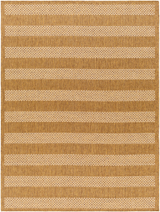 VICTORIO In- & Outdoor Jute-Look Striped Rug I Balcony, Terrace, Living Room I Modern Boho Rug, UV Weather Stain Resistant I Tan, Bown