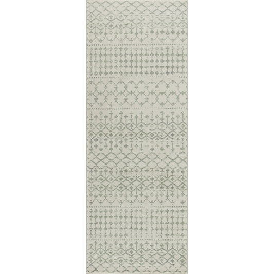 VINKEPAS Berber Rug I Living Room, Bedroom, Hallway I Modern Boho Area Rug, Luxurious Etnic Rug, Short Pile, Easy Care I Grey, Green