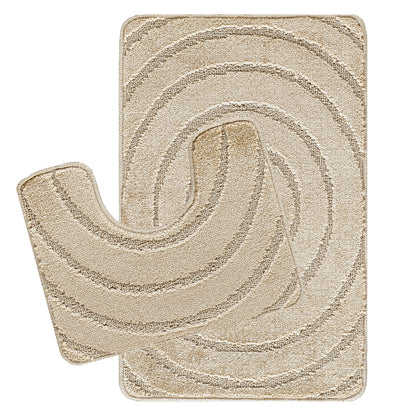 MALGUS 2-Piece Machine Washable Non-Slip Light Beige Bathroom Rug Set