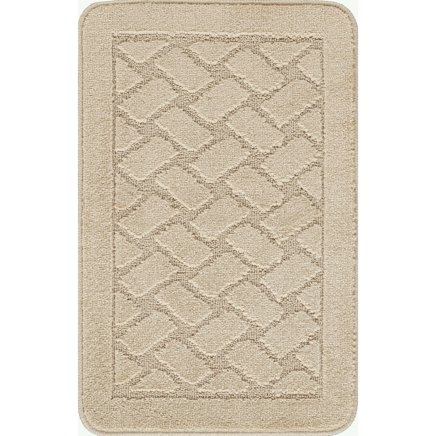 TIGRAN 2-Piece Machine Washable Non-Slip Light Beige Bathroom Rug Set