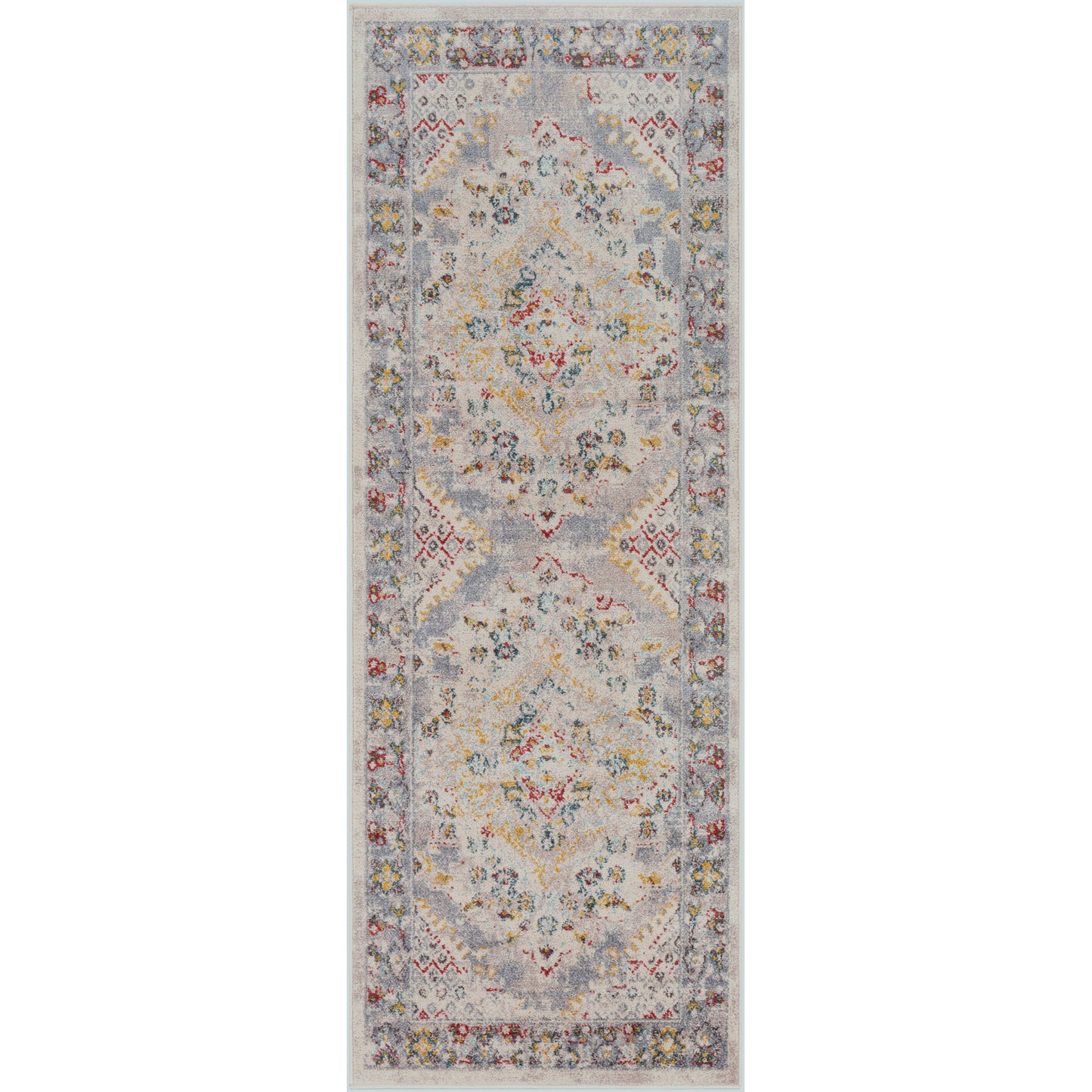 VAR Vintage Rug I Living Room, Bedroom, Dining I Traditional Oriental Boho Rug, Soft Area Rug, Short Pile, Easy Care I Multicolour, Grey