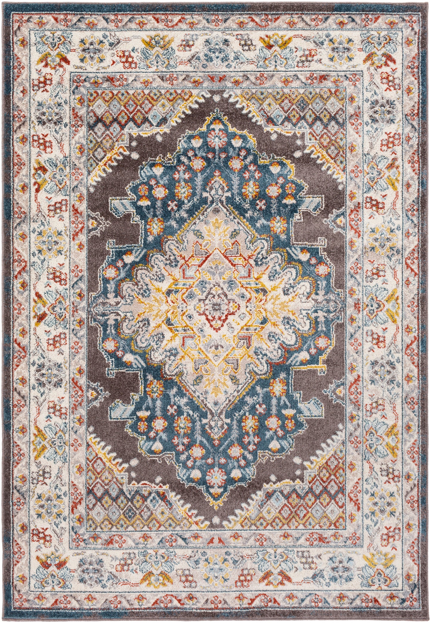 VAR Vintage Rug I Living Room, Bedroom, Dining I Traditional Oriental Boho Rug, Soft Area Rug, Short Pile, Easy Care I Multicolour, Blue