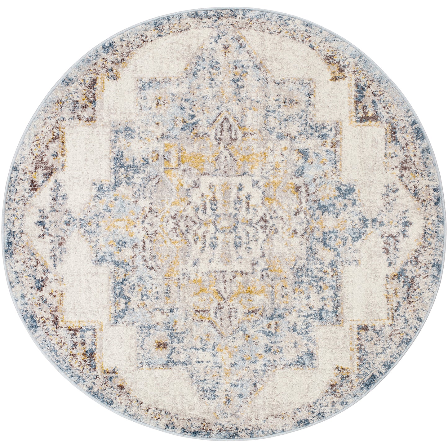 GARD Vintage Traditional Oriental Boho Sky Blue Area Rug