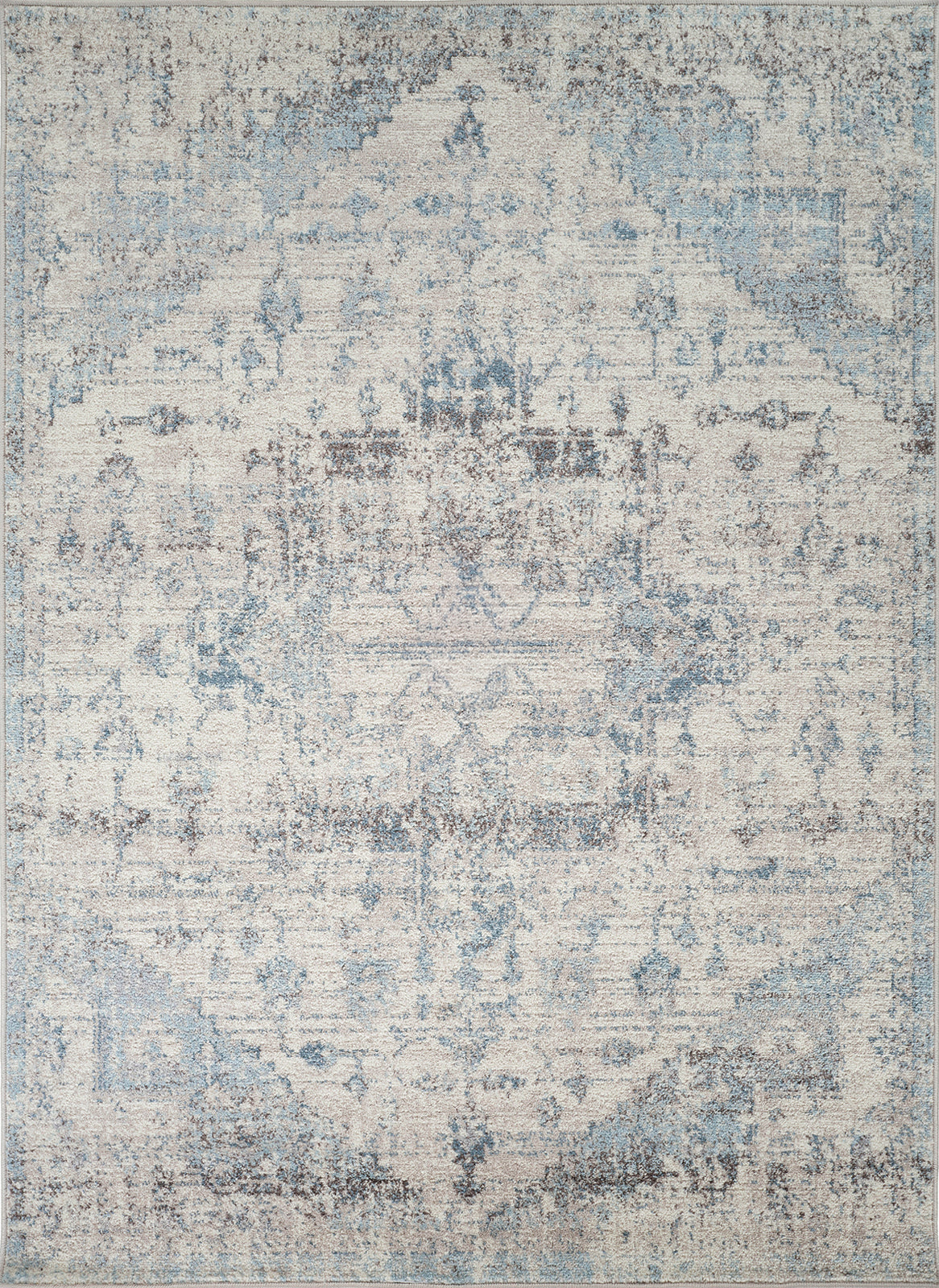 ISERE Vintage Rug I Living Room, Bedroom, Dining I Traditional Oriental Boho Rug, Soft Area Rug, Short Pile, Easy Care I Ivory, Blue