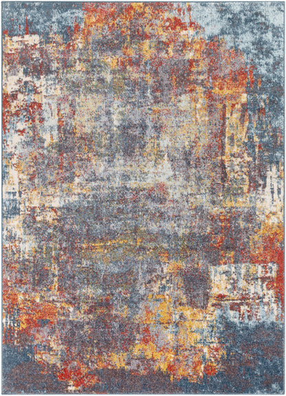 LOIRE Abstract Rug I Living Room, Bedroom, Dining I Modern Marble Rug, Soft Luxurious Area Rug, Short Pile, Easy Care I Blue, Grey, Red