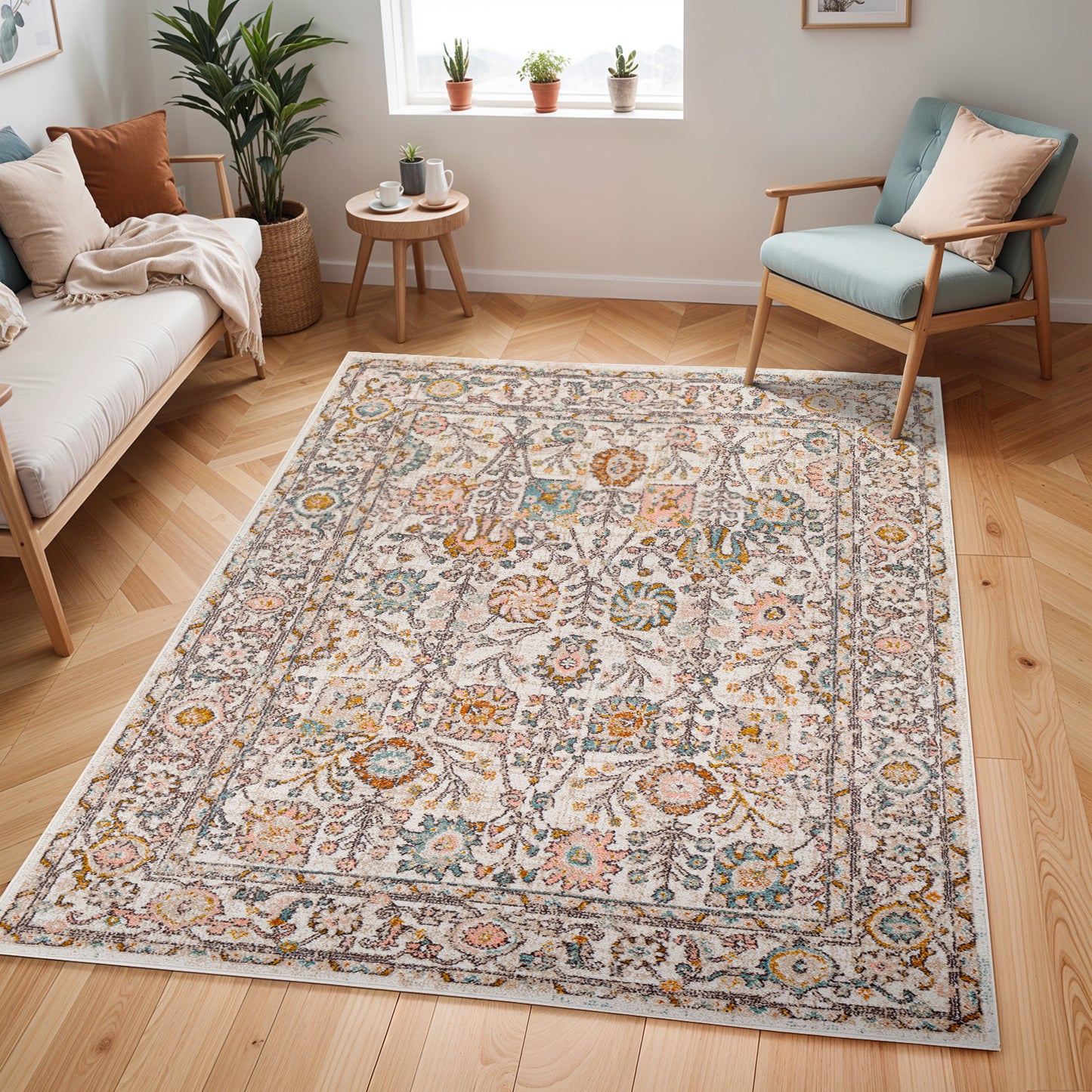 HILVERSUM Vintage Traditional Oriental Boho Burnt Orange Area Rug