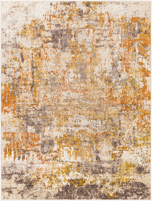 DUQUOIN Abstract Modern Marble Orange Area Rug