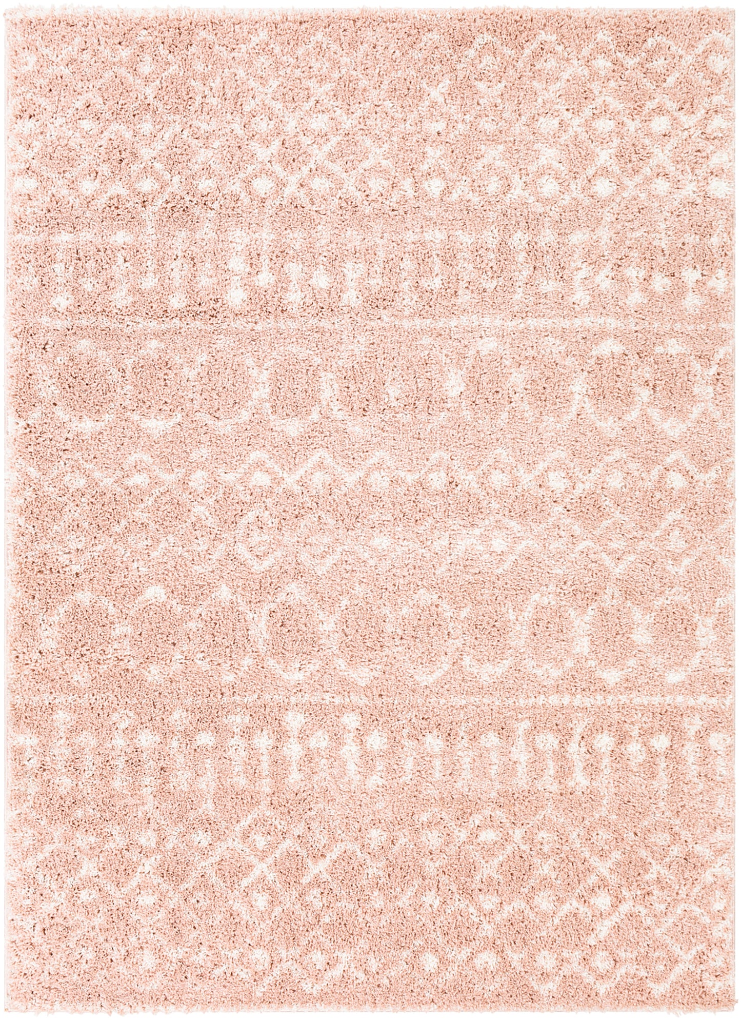 HUIZEN Shaggy Rug I Living Room, Bedroom, Hallway I Modern Boho Area Rug, Soft Fluffy Rug, Plush Pile, Large Thick Rug I Pink, Ivory