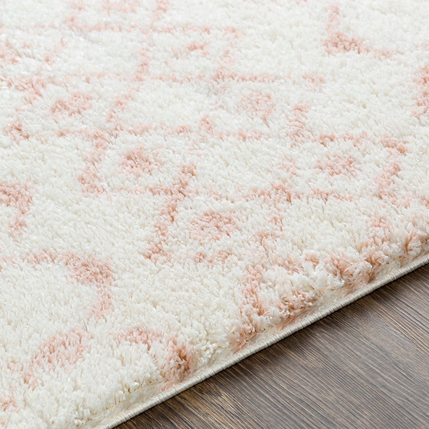 HUIZEN Shaggy Rug I Living Room, Bedroom, Hallway I Modern Boho Area Rug, Soft Fluffy Rug, Plush Pile, Large Thick Rug I Ivory, Pink