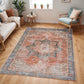 NORA Machine Washable Traditionnal Boho Brown Tan Ivory Area Rug