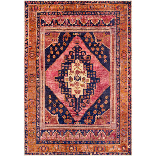 WESTERN SPRINGS Machine Washable Traditionnal Boho Coral Area Rug