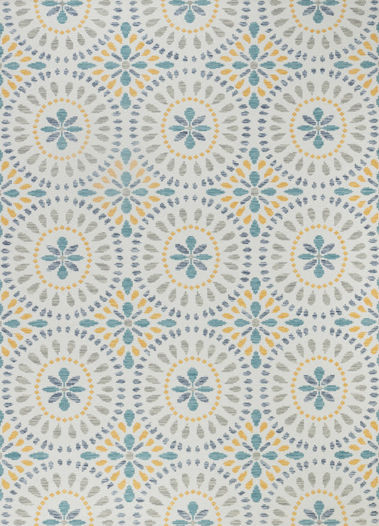 DEVORAH In- & Outdoor Modern Boho Light Grey Dark Teal Rug