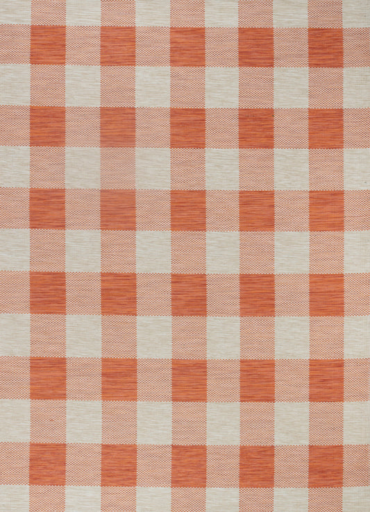 VERENA In- & Outdoor Modern Boho Burnt Orange Checkered Rug